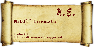 Mikó Erneszta névjegykártya